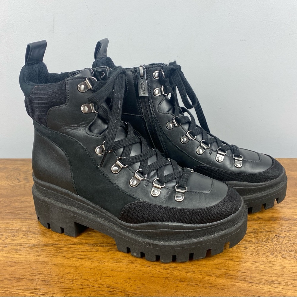 Vionic Jaxen Combat Boots Womens 6 Black Leather Comfort Arch Support Waterproof
